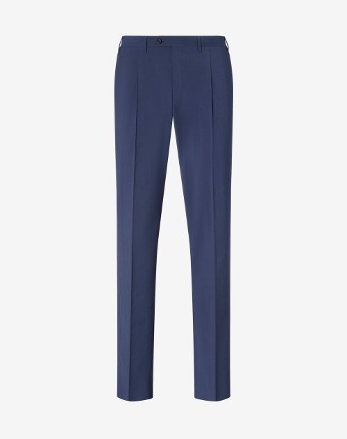 Pantaloni blu in lana 120's stretch