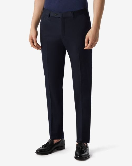 Pantaloni blu in cotone stretch