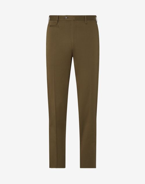 Green stretch cotton trousers