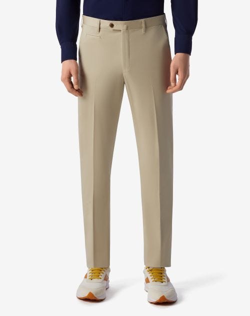 Beige stretch cotton trousers