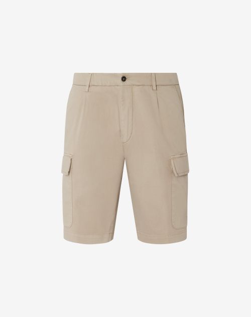 Rope brown stretch cotton cargo Bermuda shorts