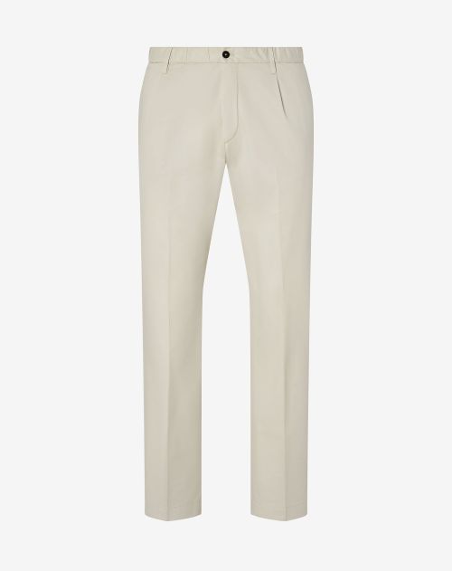 Beige lyocell and stretch cotton trousers