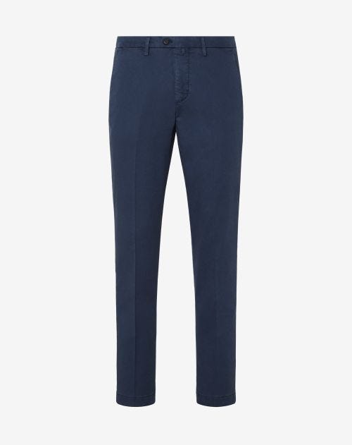 Pantalon chino bleu en gabardine stretch