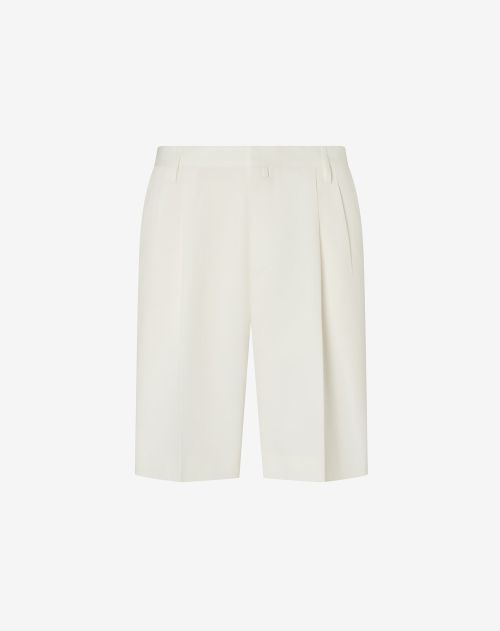 Ice white wool and mohair Bermuda shorts
