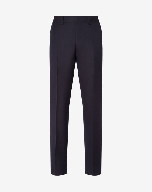 Navy blue wool twill and linen trousers