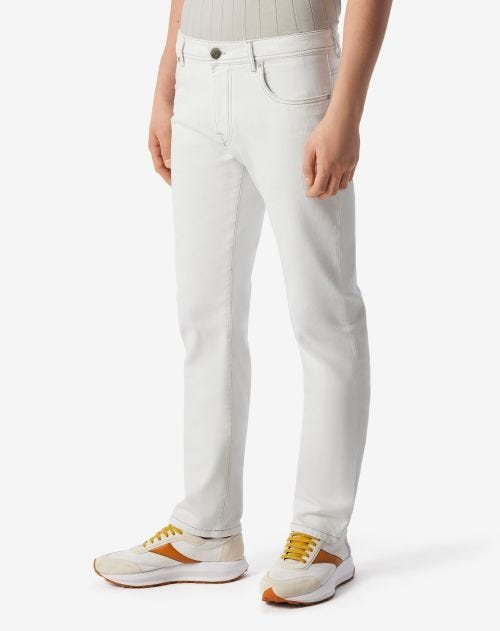 White stretch denim trousers
