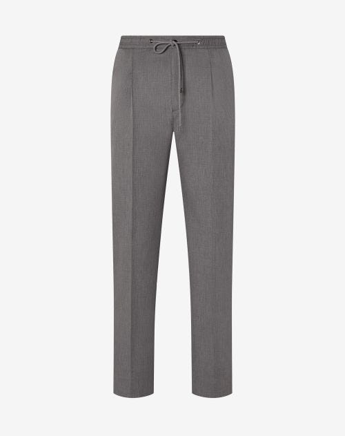 Pantaloni jogger grigio acciaio in lana e cotone