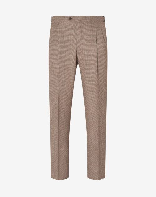 Pantaloni con 2 pince marroni in cotone stretch
