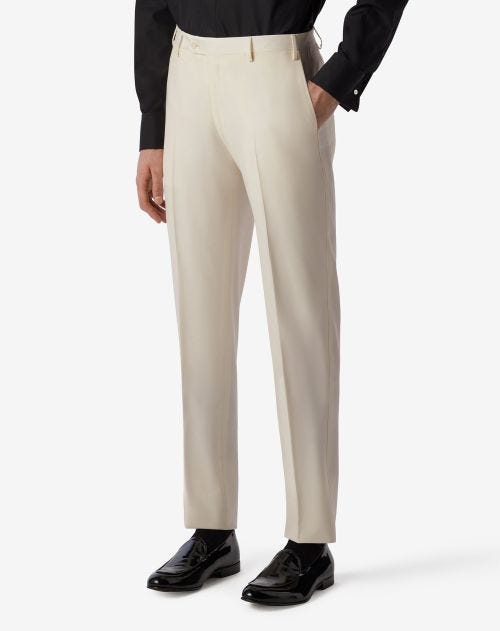 White 120's wool trousers