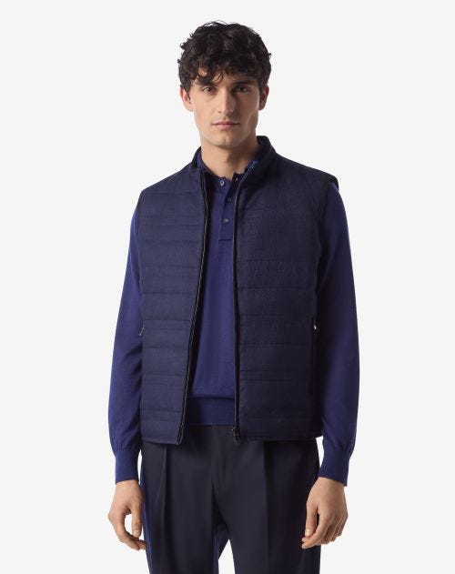Royal blue reversible down waistcoat