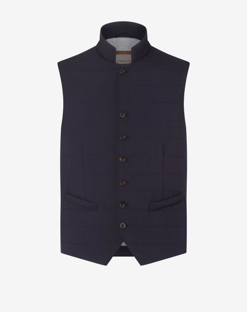 Navy blue quilted technical fabric waistcoat