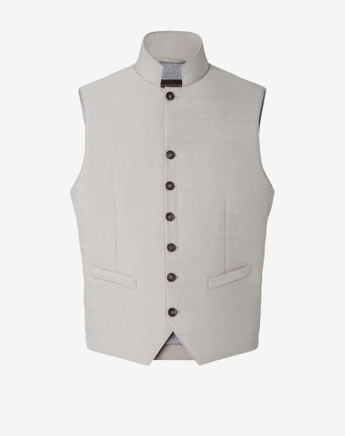 Beige quilted technical fabric waistcoat