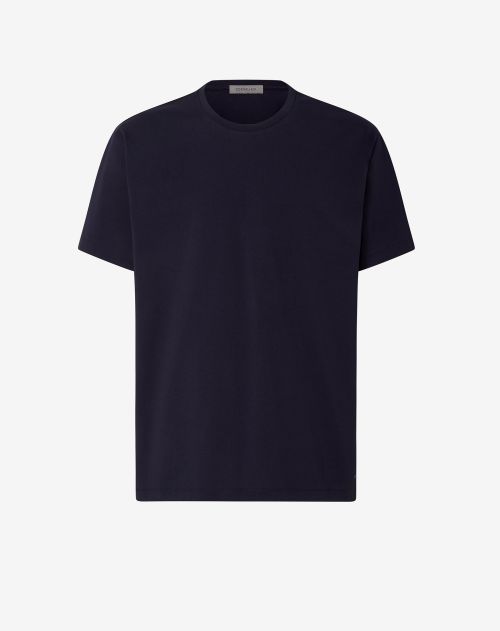 Marineblauw T-shirt met ronde hals van katoenjersey