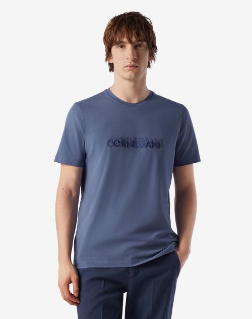 T-shirt azzurra in jersey stretch