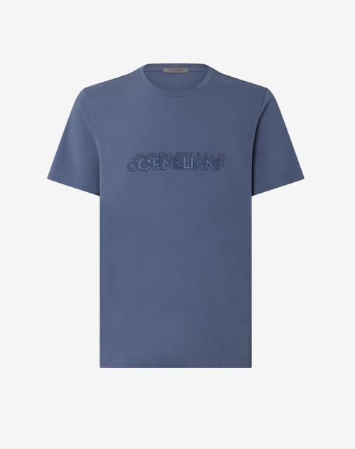 T-shirt azzurra in jersey stretch