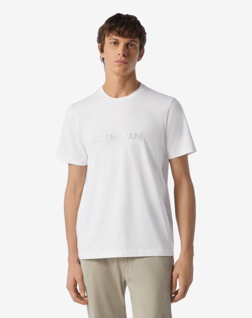 T-shirt girocollo bianca in jersey stretch