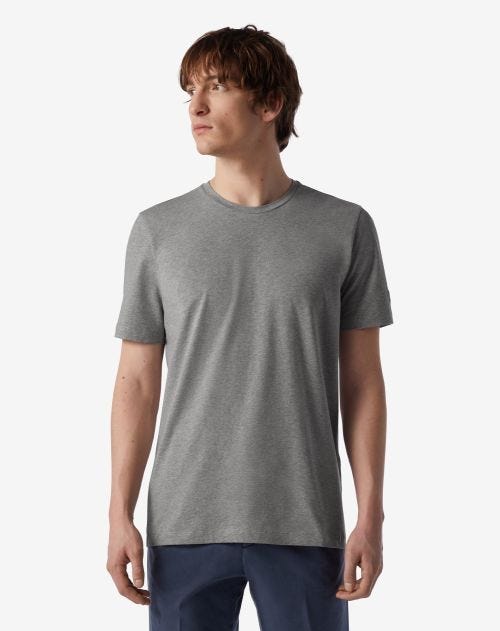 Melange grey crew neck stretch jersey T-shirt