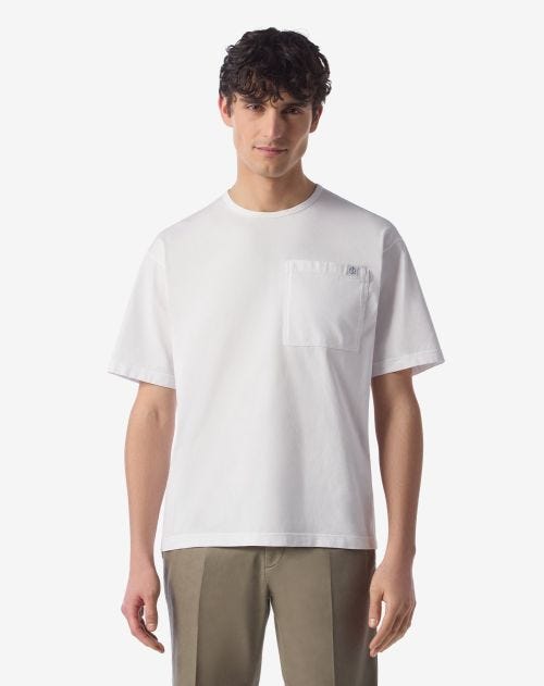 T-shirt girocollo bianca in cotone organico