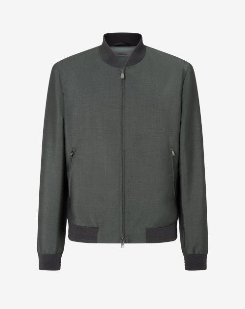 Dark green wool and mohair bomber jacket