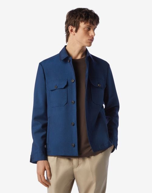 China blue wool and mohair overshirt