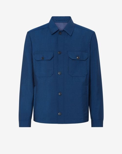 China blue wool and mohair overshirt