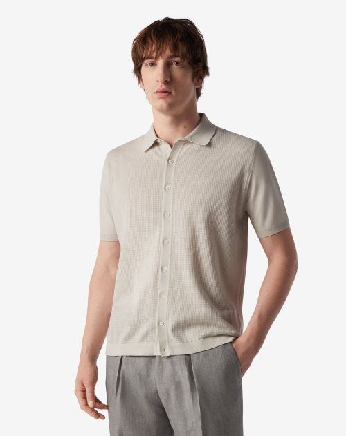 Pearl knitted Pima cotton shirt