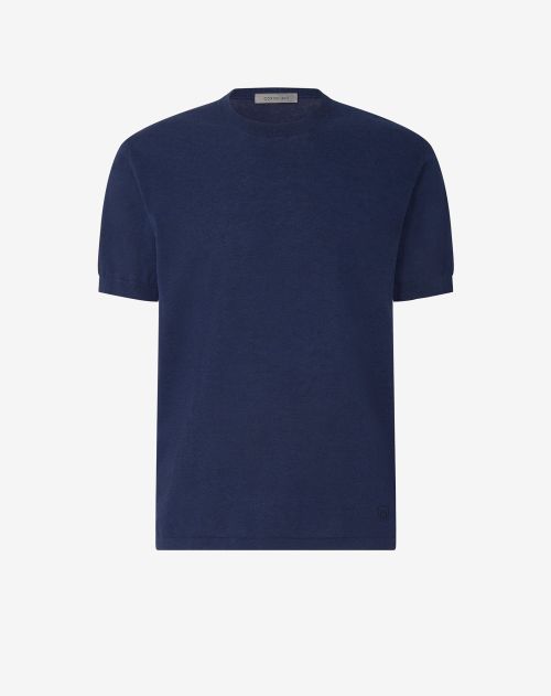 T-shirt girocollo blu chiaro in ice cotton