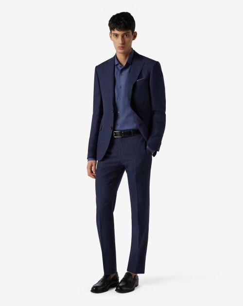 Blue wool and linen suit