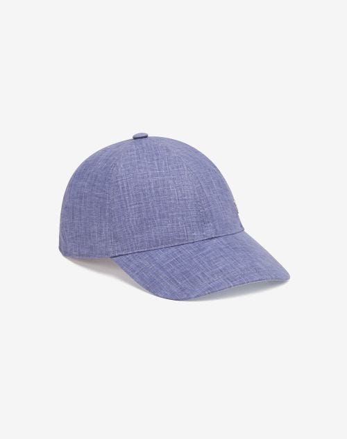 Blue/light blue pure linen baseball cap