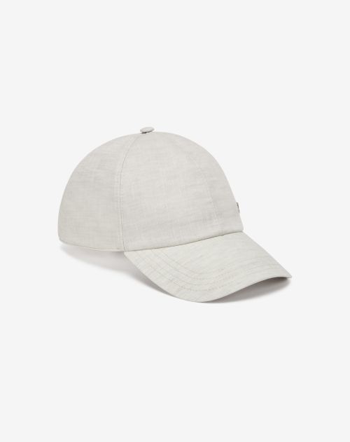 Beige/brown pure linen baseball cap