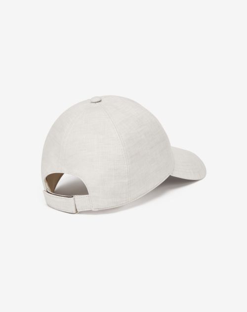 Beige/brown pure linen baseball cap