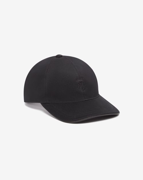 Black cotton gabardine baseball cap