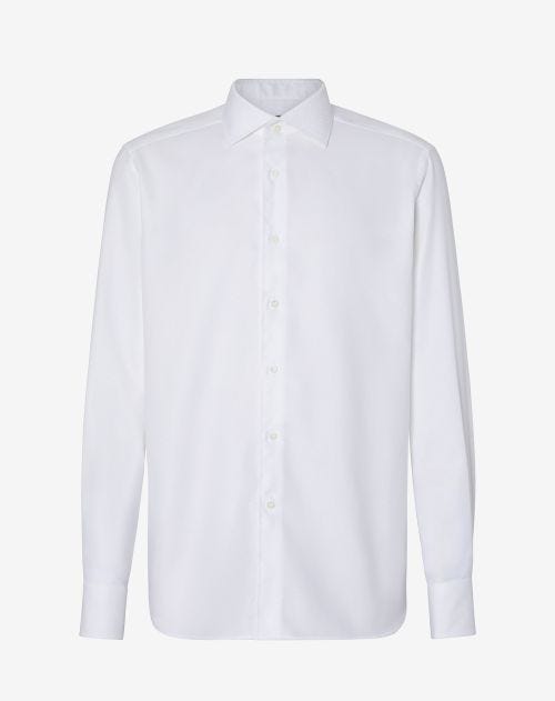 White wrinkle-free textured cotton shirt