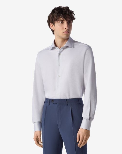 Grey textured cotton shirt