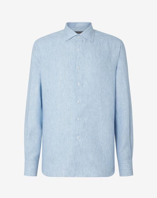 Lichtblauw overhemd van zuiver linnen