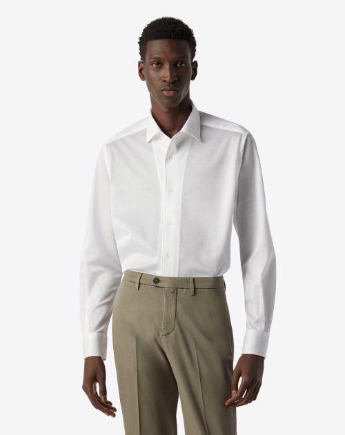 Chemise blanche coton oxford jersey