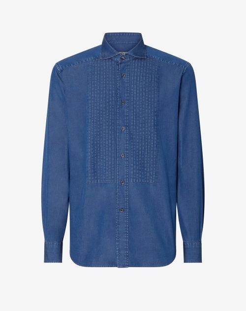 Camicia blu indaco in cotone