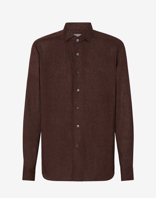 Brown pure delavé linen shirt