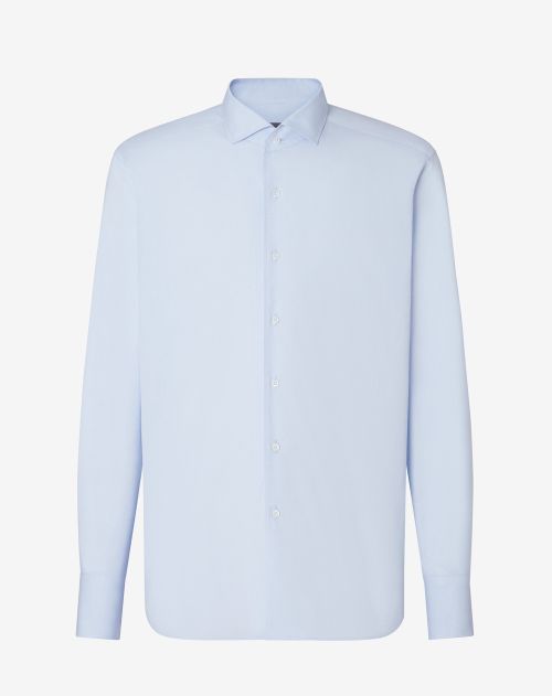 Chemise bleu ciel pin point en pur coton