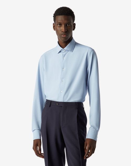Light blue bi-elastic technical fabric shirt