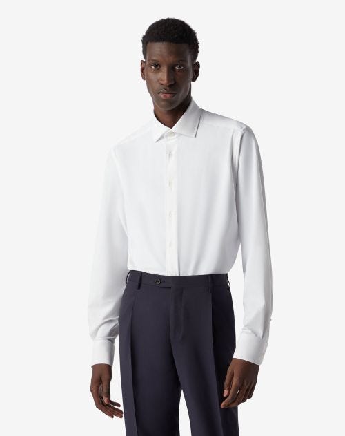 White bi-elastic technical fabric shirt