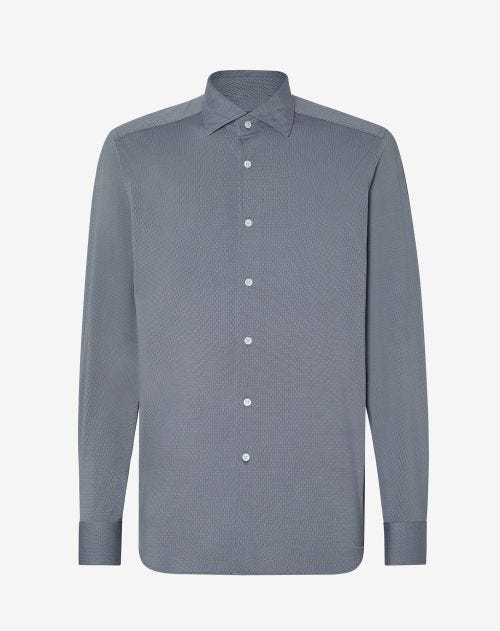 Blue bi-elastic technical fabric shirt
