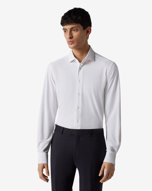 White textured bi-elastic technical fabric shirt