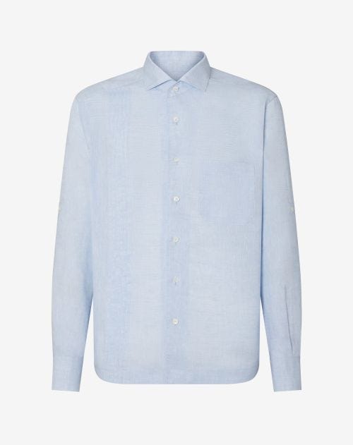 Lichtblauw overhemd van chambray linnen