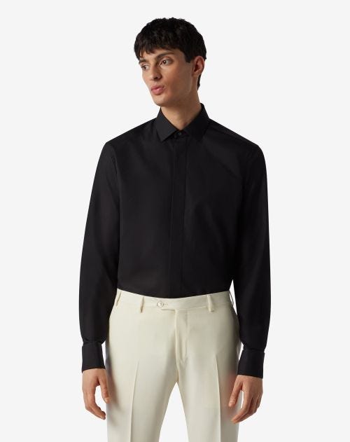 Black cotton poplin shirt