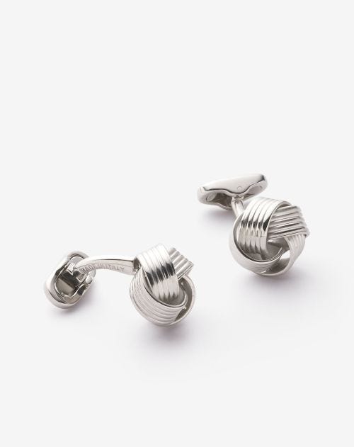 Silver-colored brass knot cufflinks