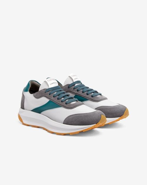 Chaussures running gris cuir nappa souple