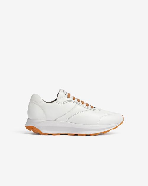 White nappa leather running shoe