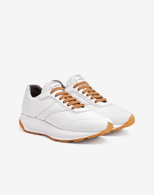 Chaussures running blanc cuir nappa souple
