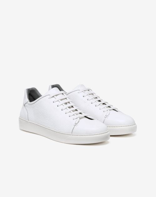White deer print leather trainer